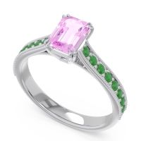 Pave Milgrain Emerald Cut Druna Ring