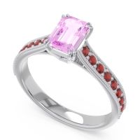 Pave Milgrain Emerald Cut Druna Ring