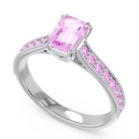 Pave Milgrain Emerald Cut Druna Ring