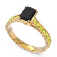 Pave Milgrain Emerald Cut Druna Ring