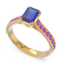 Pave Milgrain Emerald Cut Druna Ring