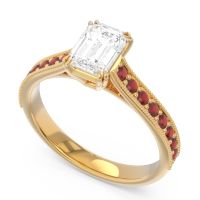 Pave Milgrain Emerald Cut Druna Ring