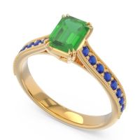 Pave Milgrain Emerald Cut Druna Ring