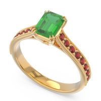 Pave Milgrain Emerald Cut Druna Ring