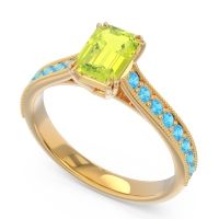 Pave Milgrain Emerald Cut Druna Ring