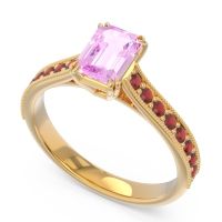 Pave Milgrain Emerald Cut Druna Ring