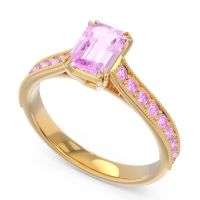 Pave Milgrain Emerald Cut Druna Ring