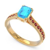 Pave Milgrain Emerald Cut Druna Ring