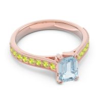 Pave Milgrain Emerald Cut Druna Ring