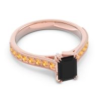 Pave Milgrain Emerald Cut Druna Ring