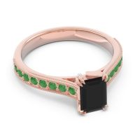 Pave Milgrain Emerald Cut Druna Ring