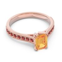 Pave Milgrain Emerald Cut Druna Ring