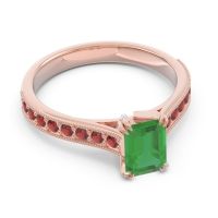 Pave Milgrain Emerald Cut Druna Ring