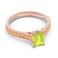 Pave Milgrain Emerald Cut Druna Ring