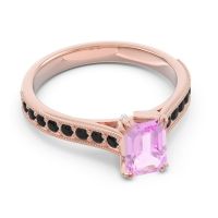 Pave Milgrain Emerald Cut Druna Ring