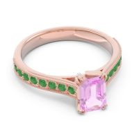 Pave Milgrain Emerald Cut Druna Ring