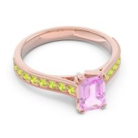 Pave Milgrain Emerald Cut Druna Ring