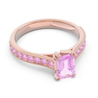 Pave Milgrain Emerald Cut Druna Ring