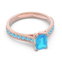 Pave Milgrain Emerald Cut Druna Ring