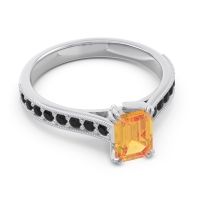 Pave Milgrain Emerald Cut Druna Ring
