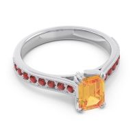 Pave Milgrain Emerald Cut Druna Ring