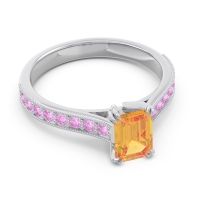 Pave Milgrain Emerald Cut Druna Ring