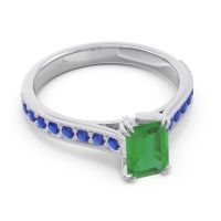 Pave Milgrain Emerald Cut Druna Ring