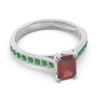 Pave Milgrain Emerald Cut Druna Ring