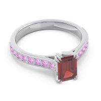 Pave Milgrain Emerald Cut Druna Ring