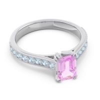 Pave Milgrain Emerald Cut Druna Ring