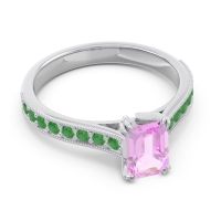 Pave Milgrain Emerald Cut Druna Ring