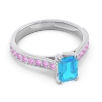 Pave Milgrain Emerald Cut Druna Ring