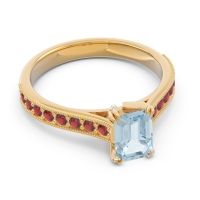 Pave Milgrain Emerald Cut Druna Ring