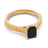 Pave Milgrain Emerald Cut Druna Ring