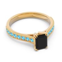 Pave Milgrain Emerald Cut Druna Ring