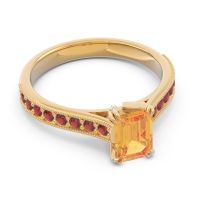 Pave Milgrain Emerald Cut Druna Ring