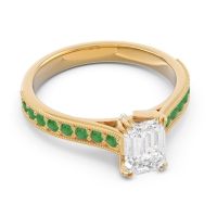 Pave Milgrain Emerald Cut Druna Ring
