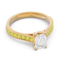 Pave Milgrain Emerald Cut Druna Ring