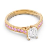 Pave Milgrain Emerald Cut Druna Ring