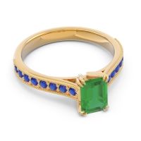 Pave Milgrain Emerald Cut Druna Ring