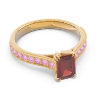 Pave Milgrain Emerald Cut Druna Ring