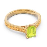 Pave Milgrain Emerald Cut Druna Ring