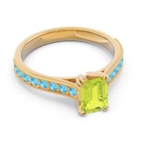 Pave Milgrain Emerald Cut Druna Ring