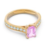 Pave Milgrain Emerald Cut Druna Ring