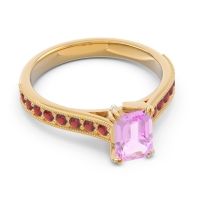 Pave Milgrain Emerald Cut Druna Ring