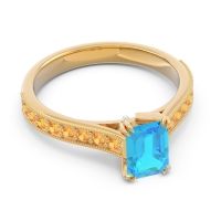 Pave Milgrain Emerald Cut Druna Ring