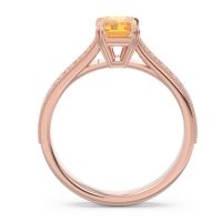 Pave Milgrain Emerald Cut Druna Ring