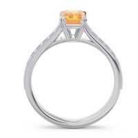 Pave Milgrain Emerald Cut Druna Ring