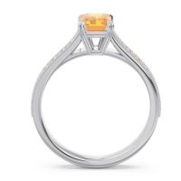 Pave Milgrain Emerald Cut Druna Ring