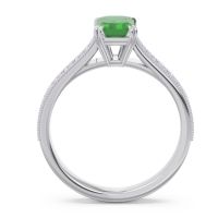 Pave Milgrain Emerald Cut Druna Ring